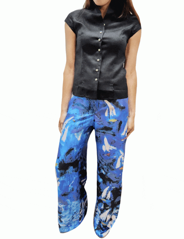 Marilyn's French Boat Print Silk Pant