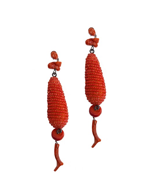 Marilyn’s Venetian Coral Red Bead Earrings