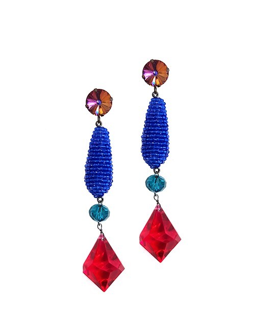 Marilyn’s Venetian Blue and Red Bead Earrings