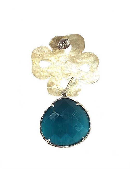 Marilyn Handmade Italian Clover Silver-Plated Design, and Colored Glass, removable Drop, Pierced Earring
