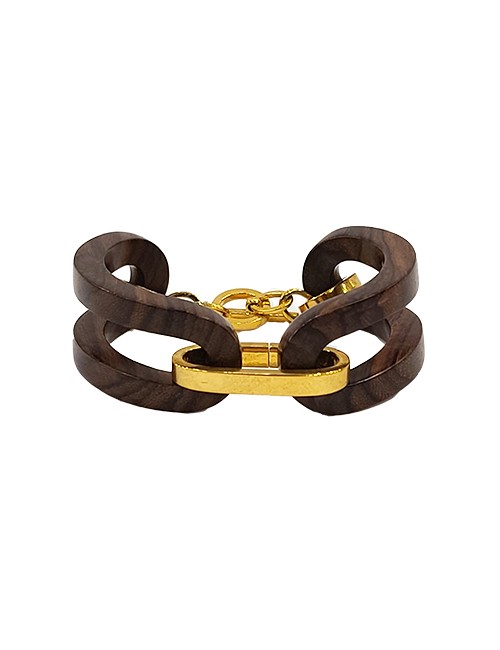 Marilyn Rosewood with Silver or Gold Plate Links Bracelet