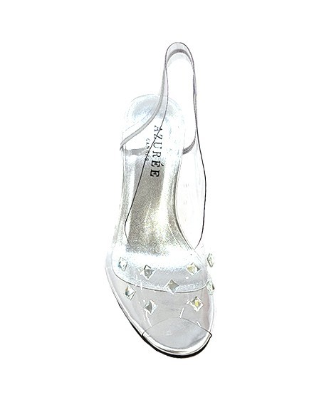 Marilyn’s Clear, Silver Leather Sling back, Open Toe, Shoes