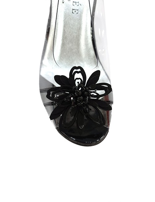 Marilyn’s Clear, Patent, Sling back, Open Toe Flower shoes