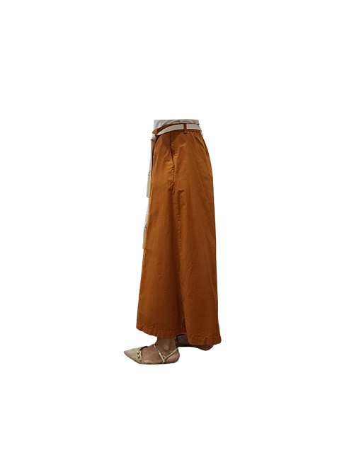 Marilyn Italian Made Stretch Cotton, Palazzo Pant with Macrame Tie Belt with Tassels on ends