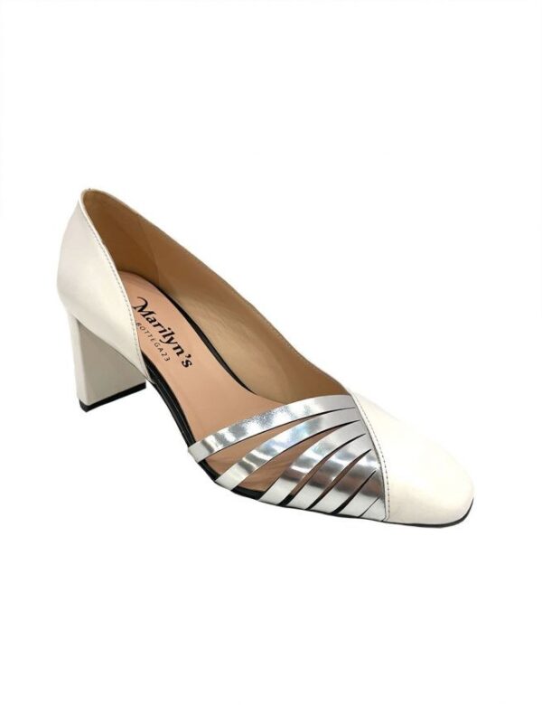 Marilyn's White Leather Square Toe Heel