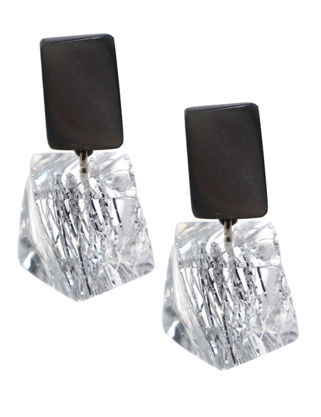 Marilyn's French Silver Plexiglass Earrings MX326