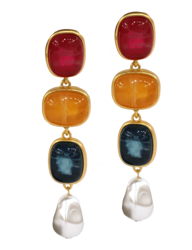 Marilyn's French Colorful Pearl Drop Earrings