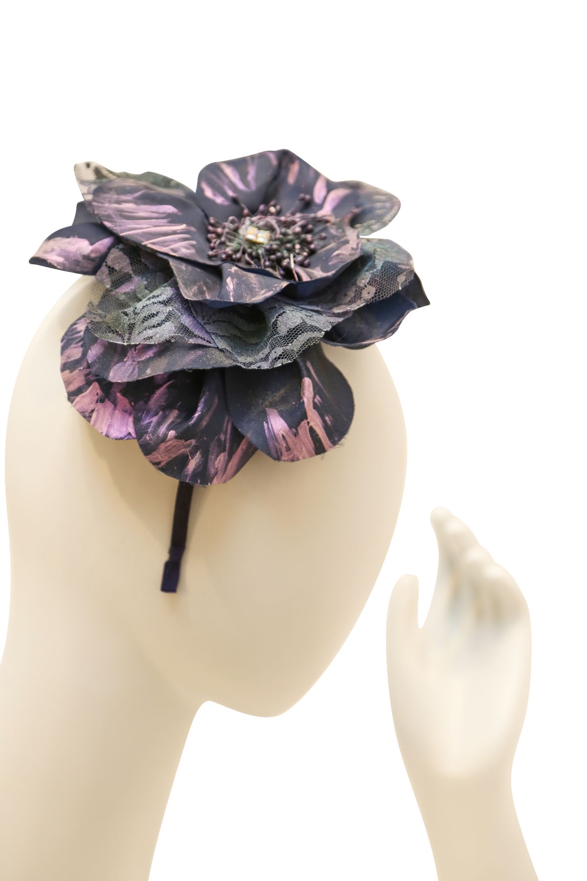 Marilyns Purple and Navy Floral HeadBand/ Fascinator