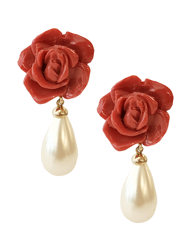 Marilyn’s Italian Rose Pearl Earrings