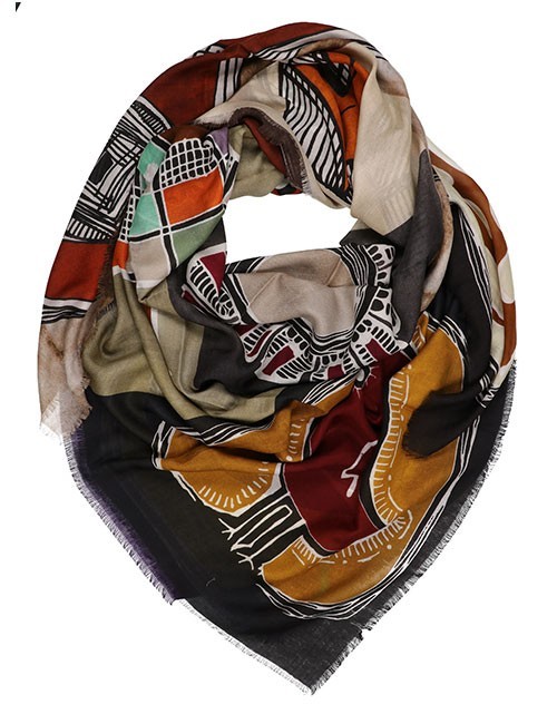 Marilyn’s  Italian Square Scarf Print Patchwork