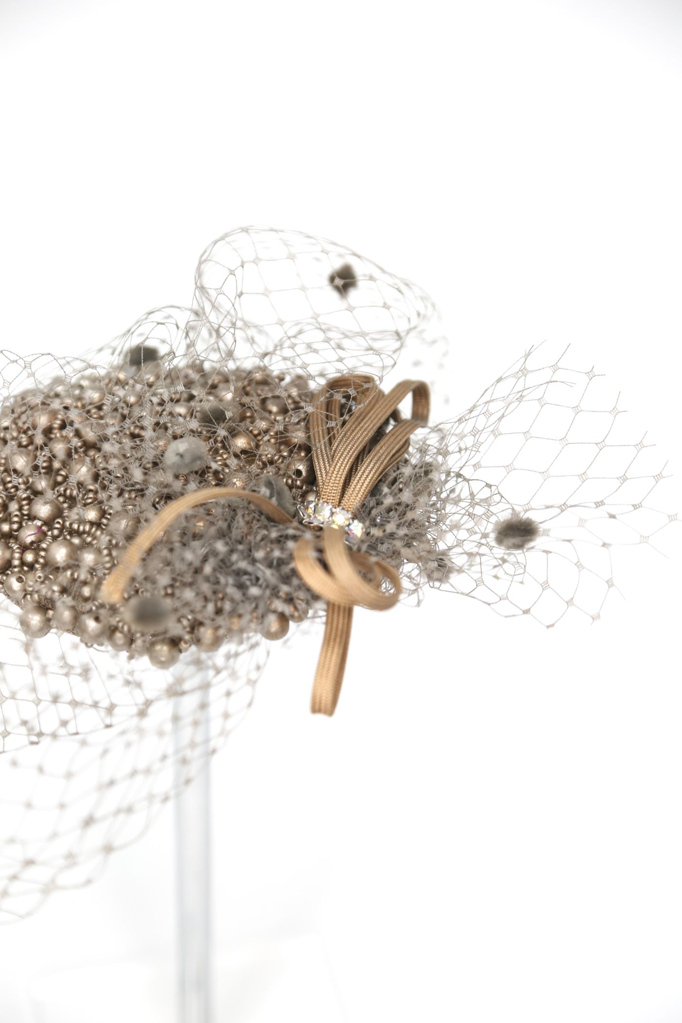 Marilyn’s Fascinator, with beaded crown, and dotted crystals