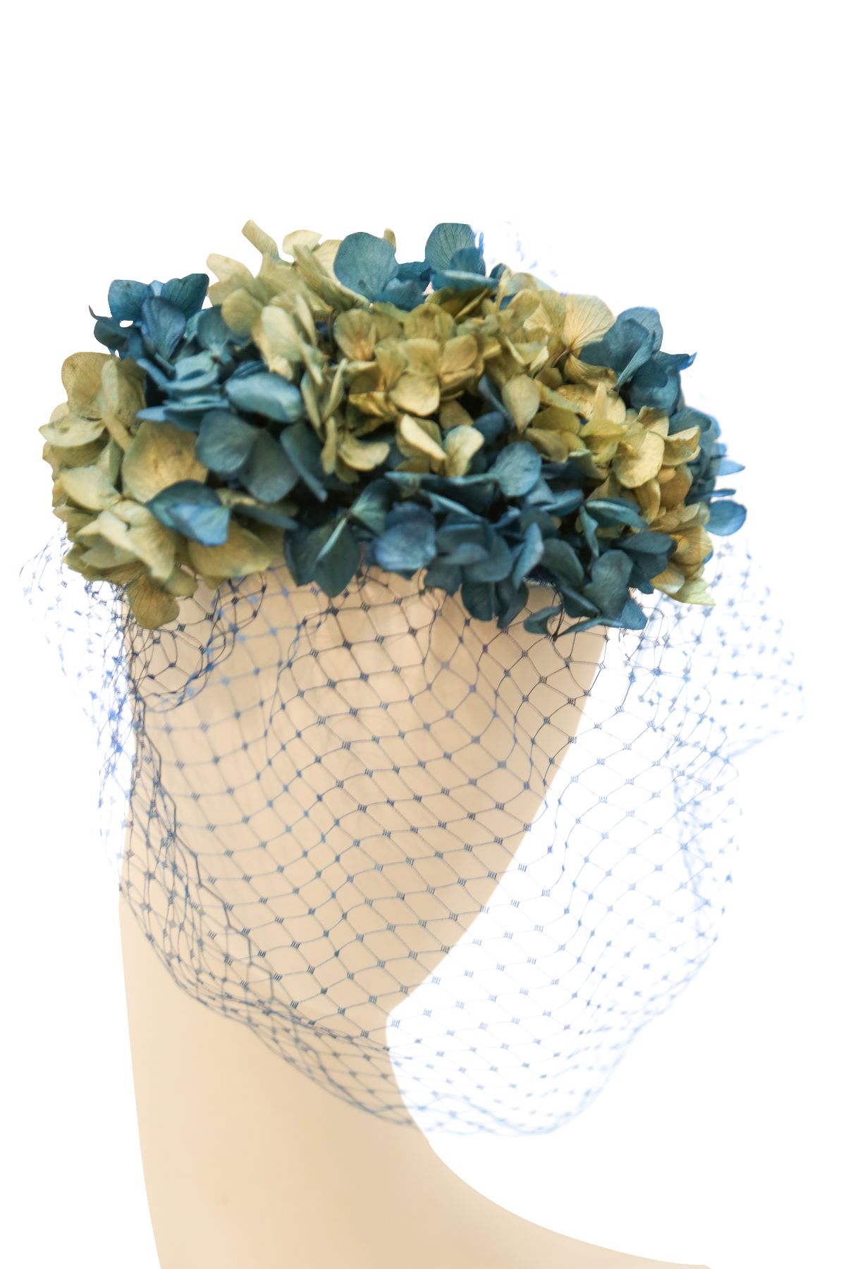 Marilyn’s French Floral Blue Green Fascinator with Veil