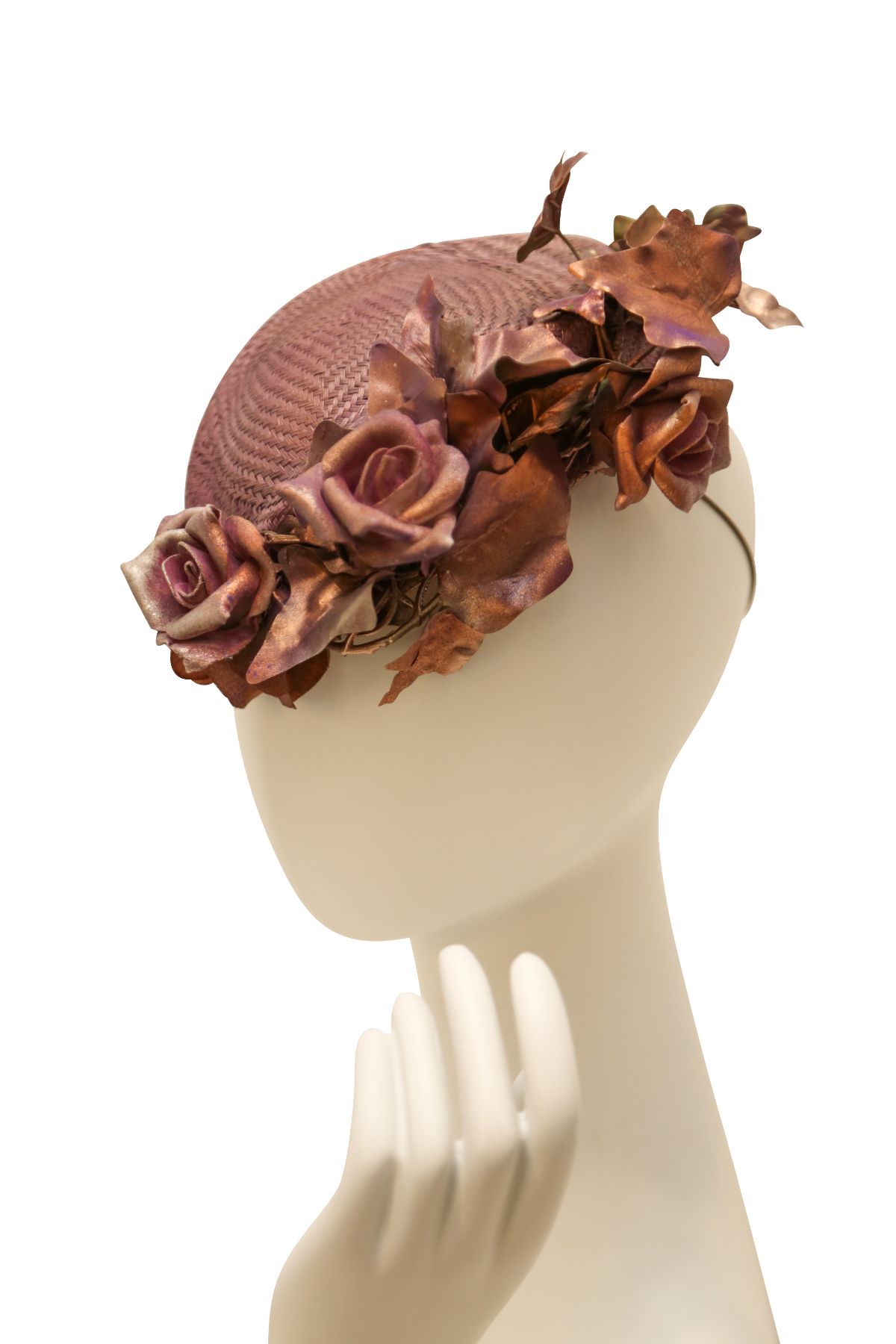 Marilyn’s French Mauve Oval Fascinator with Floral Accent