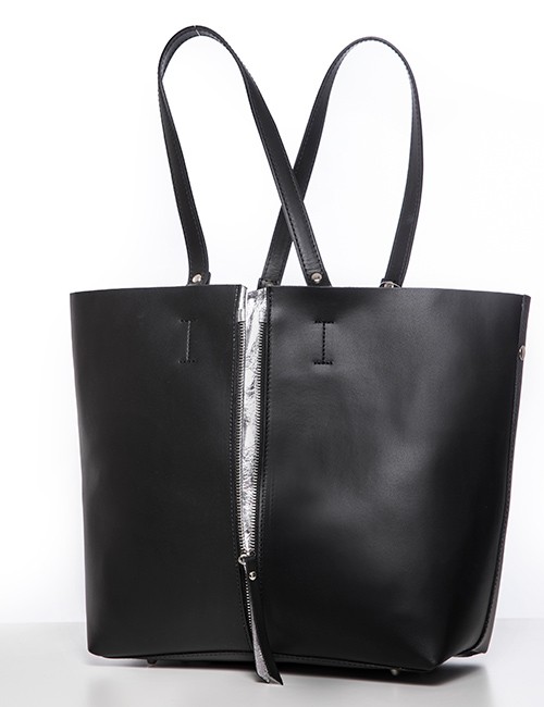 Marilyn Zipper Expansion Handbag-Black