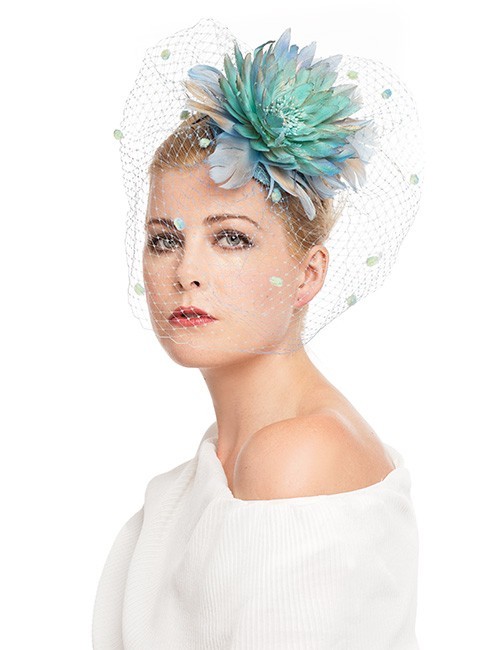 Feathered Flower Fascinator With Veil