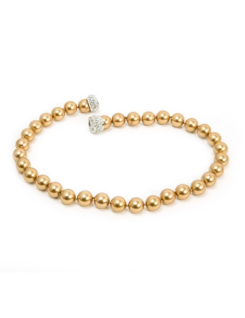 Necklace – Strand of Gold Beads With Swarovski Crystal Clasp