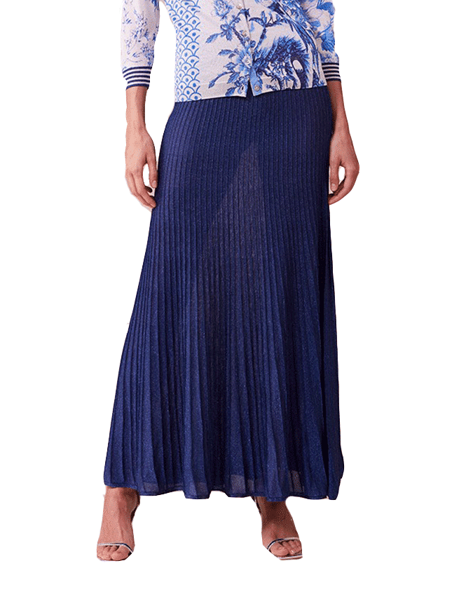 Marilyn's Italian Pleated Blue Knit Skirt