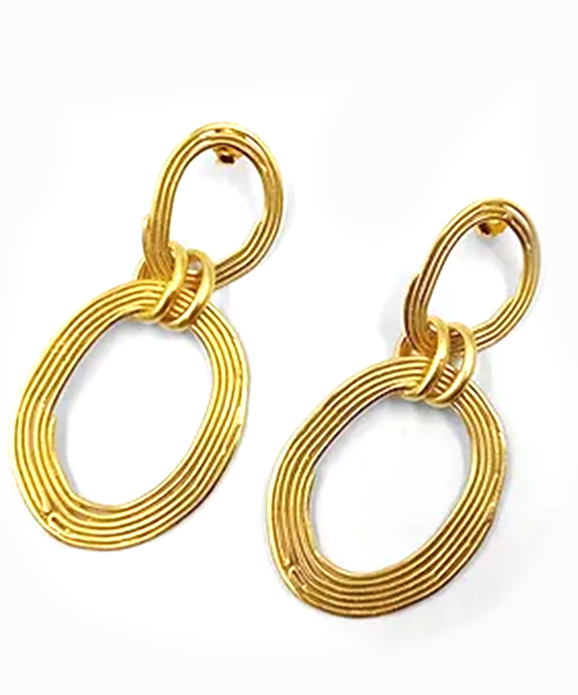 TJALA HANDMADE GOLD-PLATED PIERCED RING EARRINGS