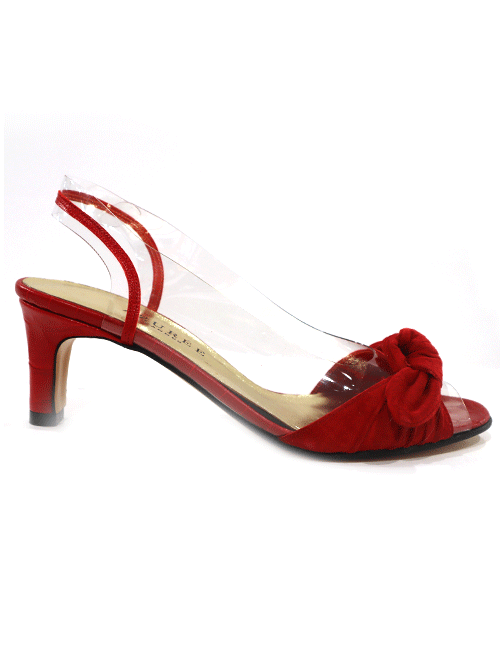 Marilyn’s Slang Back Open Toe Low Heel Red Shoe