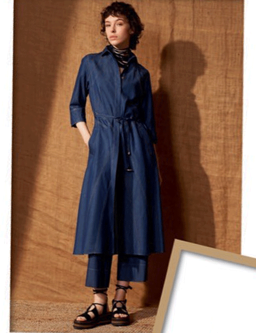 Marilyn's Denim Sleeve Side Pockets 3/4 Length Dress