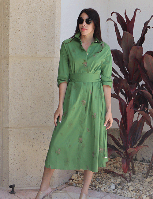 Marilyn's Dressy Casual 3/4 Sleeves Embroidered Dress