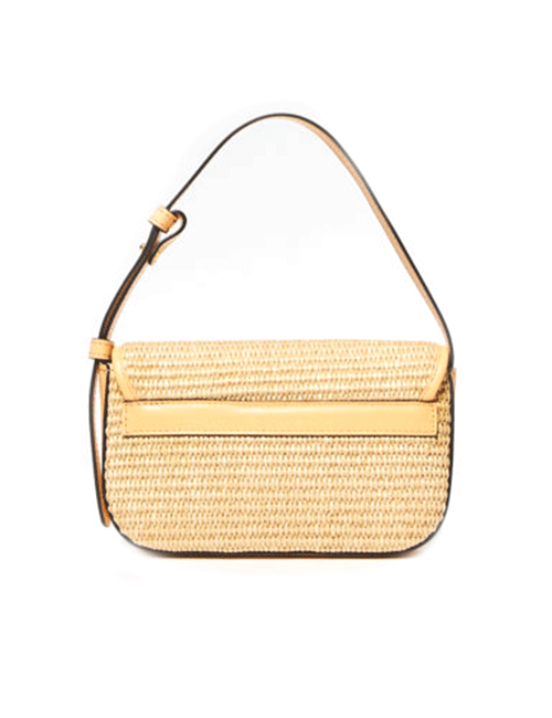 Marilyn's Italian Small Rectangle Leather Raffia Shoulder Bag
