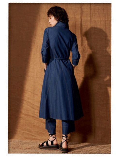 Marilyn’s Denim Sleeve Side Pockets 3/4 Length Dress