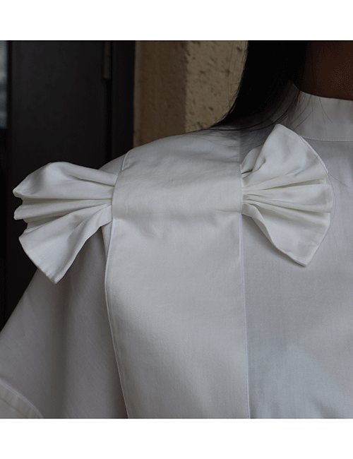 Marilyn's Best White Nehru Collar Button Front 3/4 Sleeve Blouse